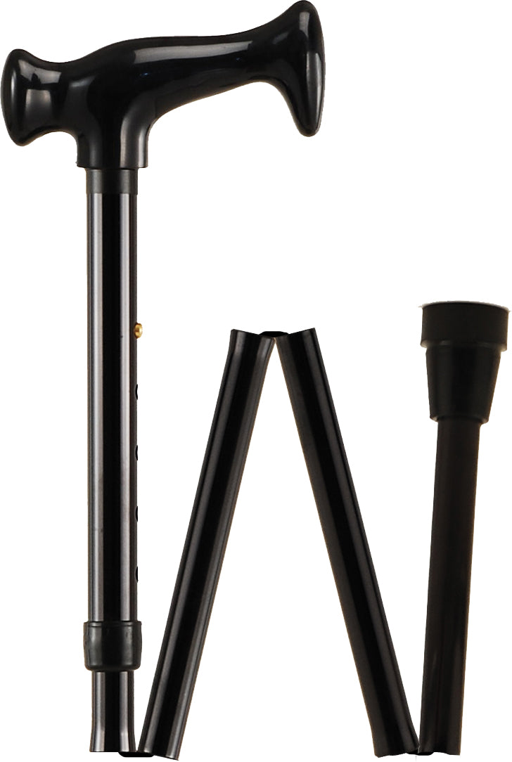 FOLDING CANE WOOD HANDLE BLACK