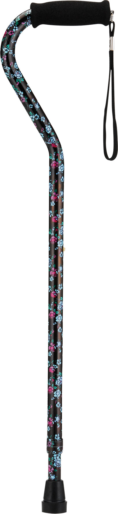 CANE OFFSET BLACK W/ FLOWERS