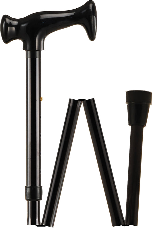 FOLDING CANE WOOD HANDLE BLACK