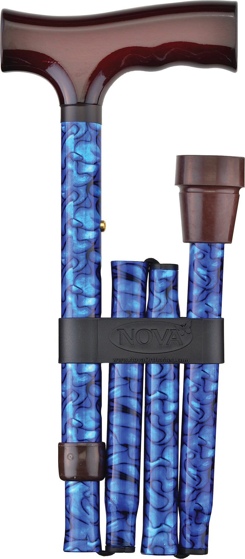 FOLDING CANE BLUE WAVES